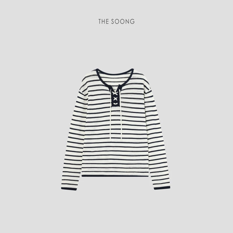 THESOONG|"超越经典"亚麻精织软薄肌理感颗粒感条纹上衣HLMY6789