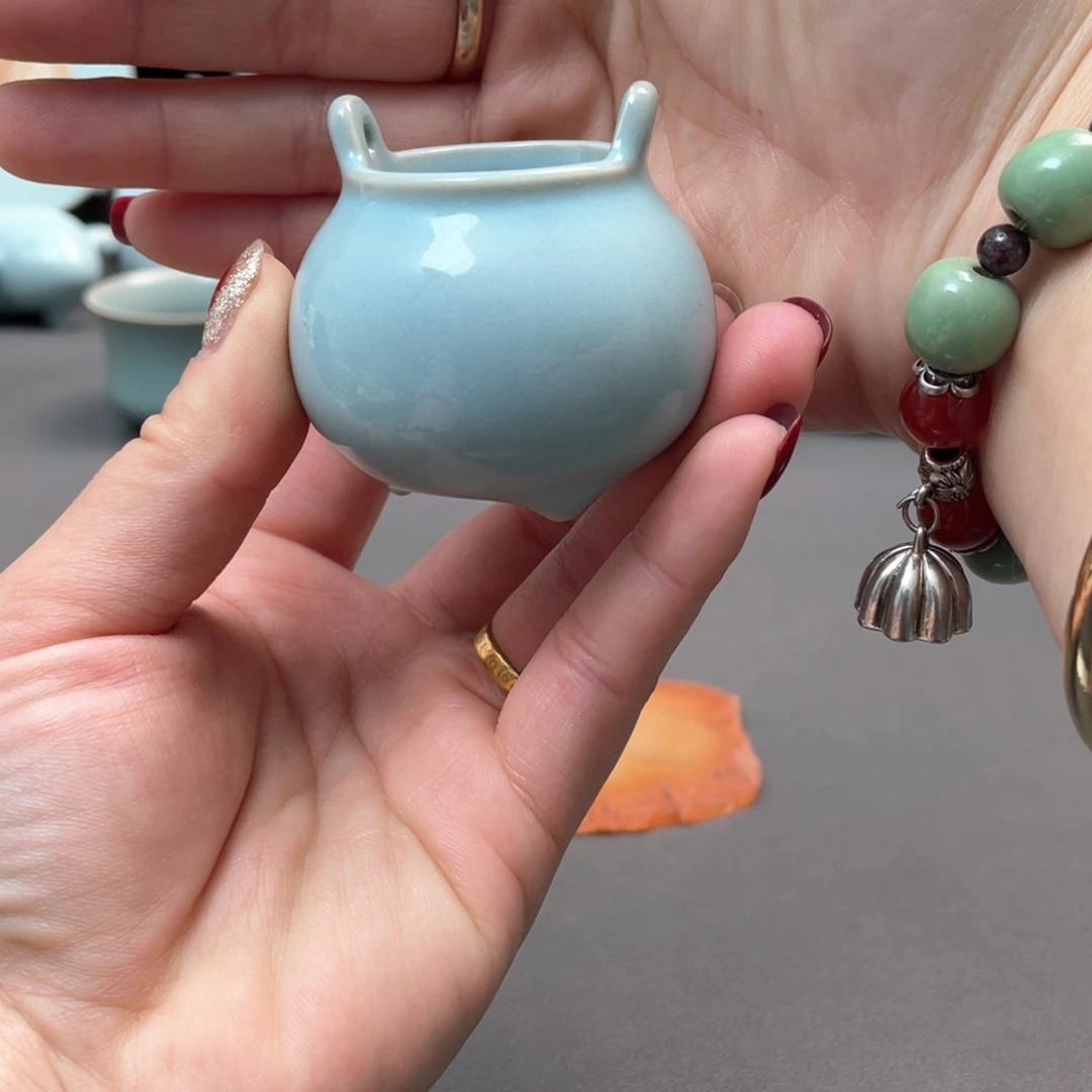 杯天青全手工小香炉简包装