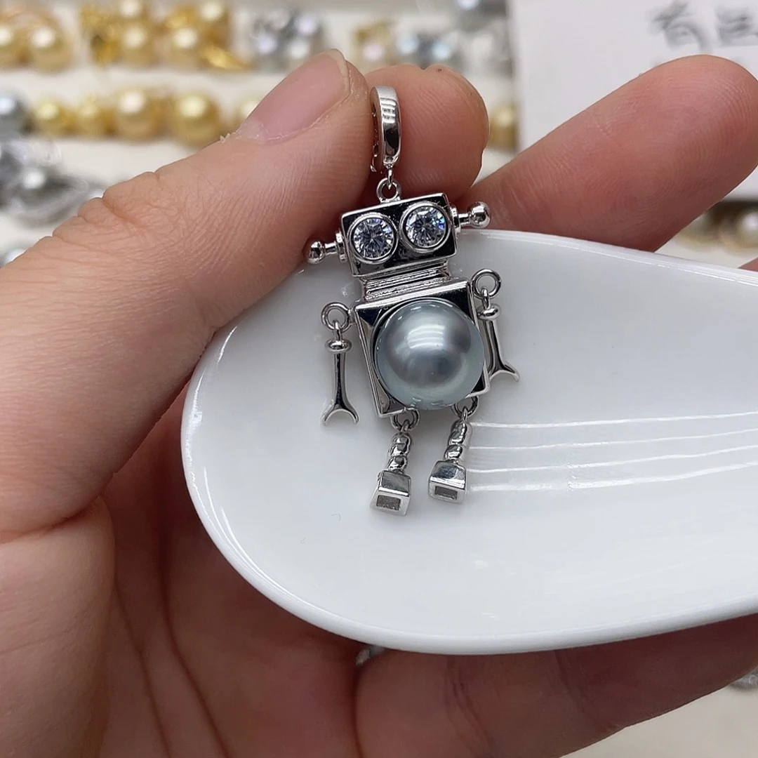 银S925镶嵌海水珍珠吊坠(不含链)