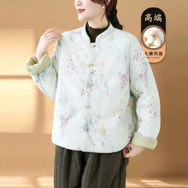 盘扣小众文艺范棉衣女冬季时尚保暖口袋棉服腔调双面穿小个子棉袄