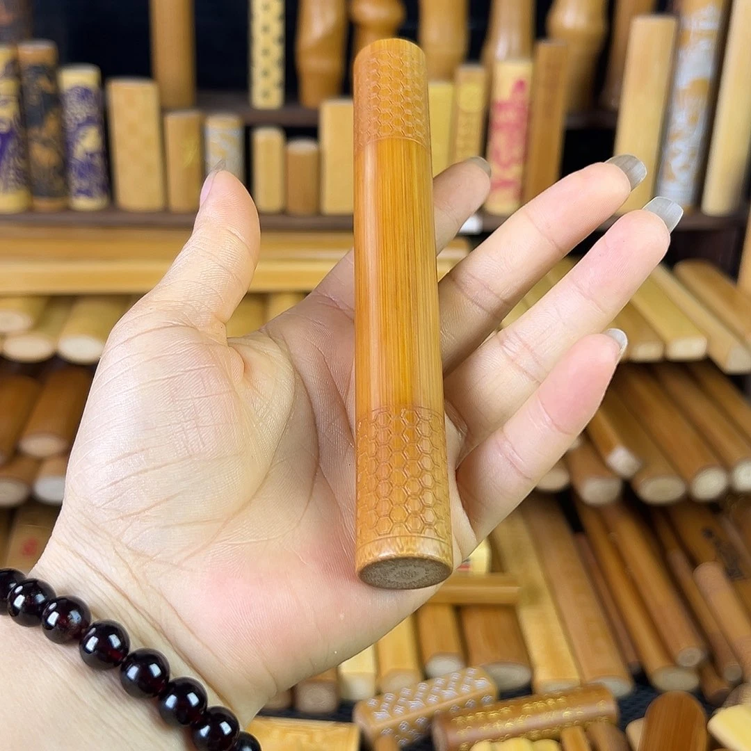 实玉竹手把件圆金捧