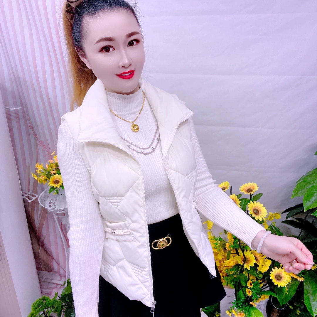 韩系立领棉马甲女秋冬季加厚保暖宽松显瘦短款坎肩马夹