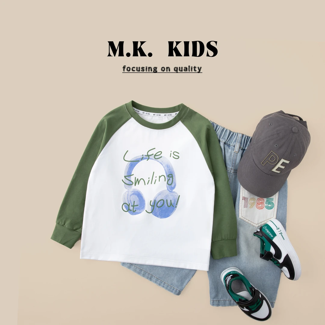 现货儿童春款长袖T恤2025新款男童春秋时尚上衣CAP8347华子童装
