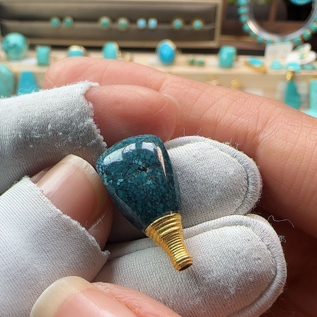 绿松石18K金镶嵌吊坠(不含链)