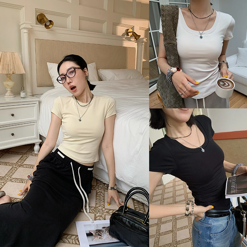 十三粥私服 实穿派对 莱赛尔天丝简约时尚透气舒适夏季T恤ST0174