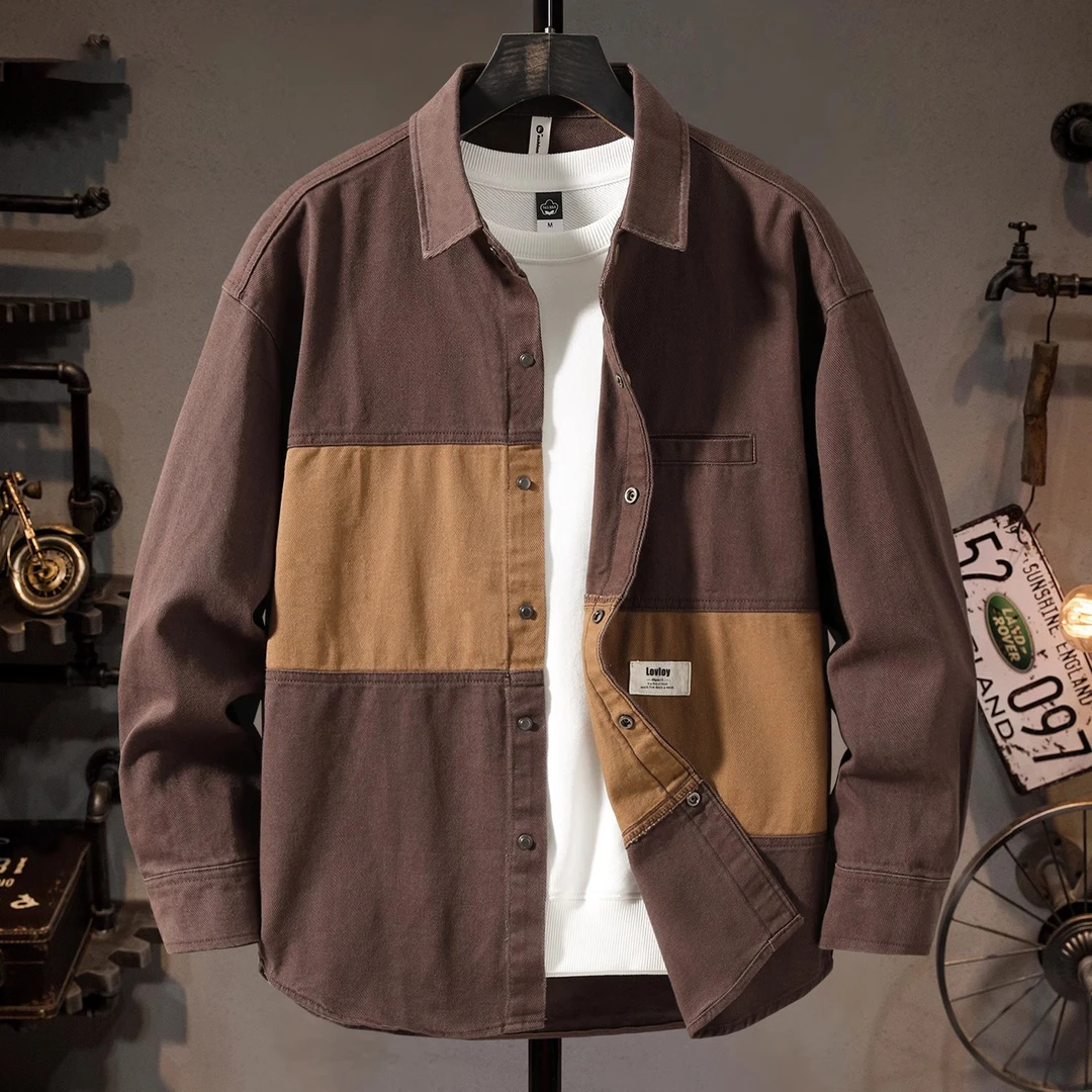 U&PURA纯棉长袖衬衫男士2025春秋款高级感痞帅美式工装休闲牛仔潮