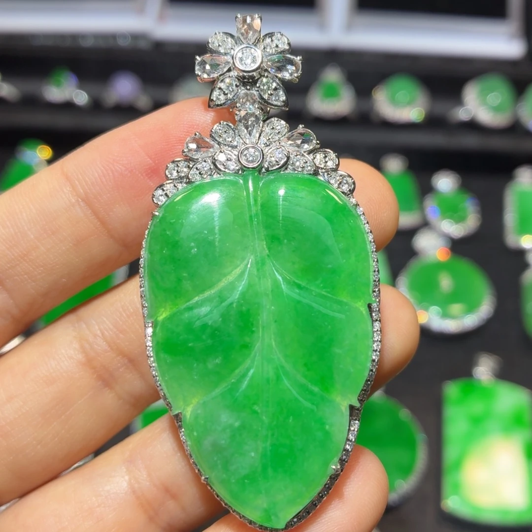 翡翠18K金镶嵌吊坠(不含链)翡翠