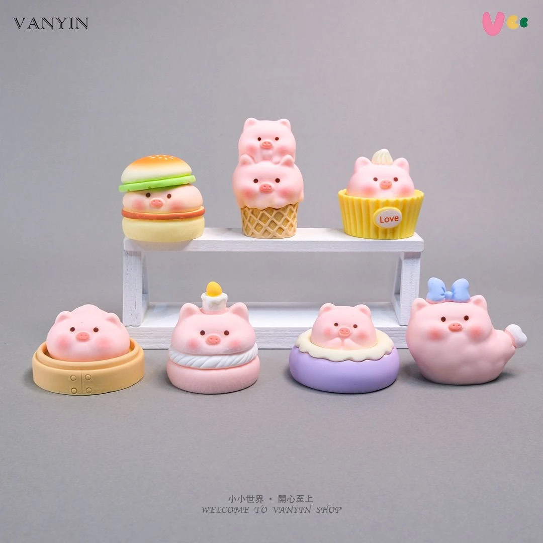 可爱食玩小猪网红小摆件桌面工位解压治愈系汽车内饰中控台装饰品