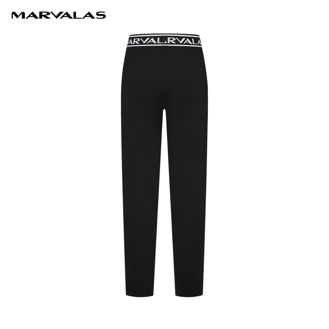 【小余专属】曼德诗撞色瘦腿裤新款高腰简约时尚休闲长裤M102307957