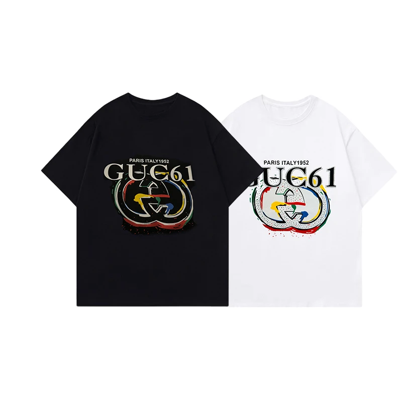 QS5001美式潮流轻奢短袖T恤男个性ins街头复古百搭半袖情侣上衣