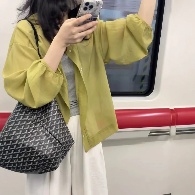 天丝薄纱罩衫外套女秋季新款温柔风宽松外搭防晒上衣凉感空调衫夏