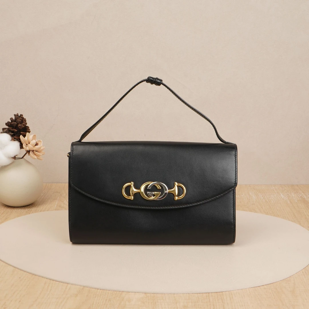 95新 GUCCI/古驰 古驰Zumi单肩包黑色牛皮/肩带/DS030639