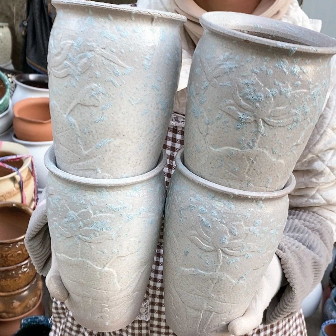 紫砂花盆瑕疵口12高20