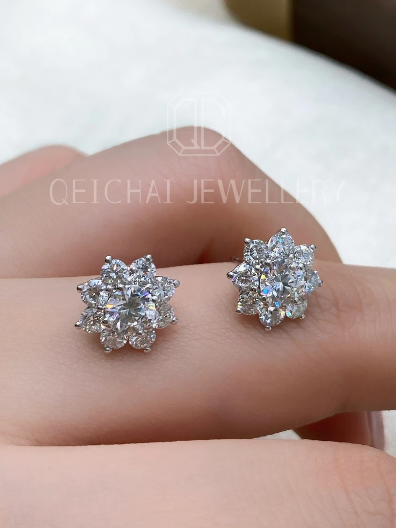 实验室培育钻石太阳花耳钉，NGTC证书