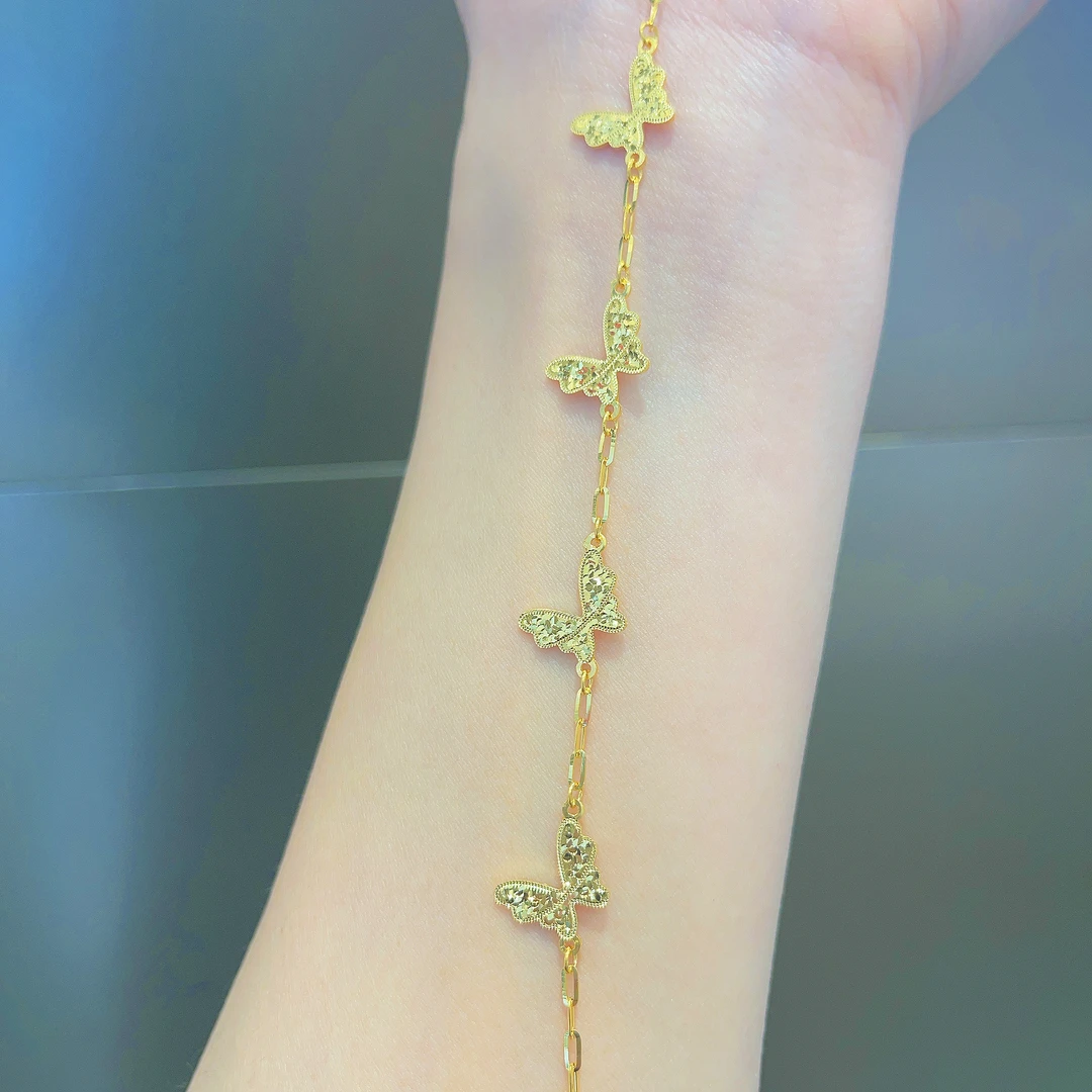 足金999五只蝴蝶款5G黄金手链时尚精致百搭黄金手链 *字符号C051