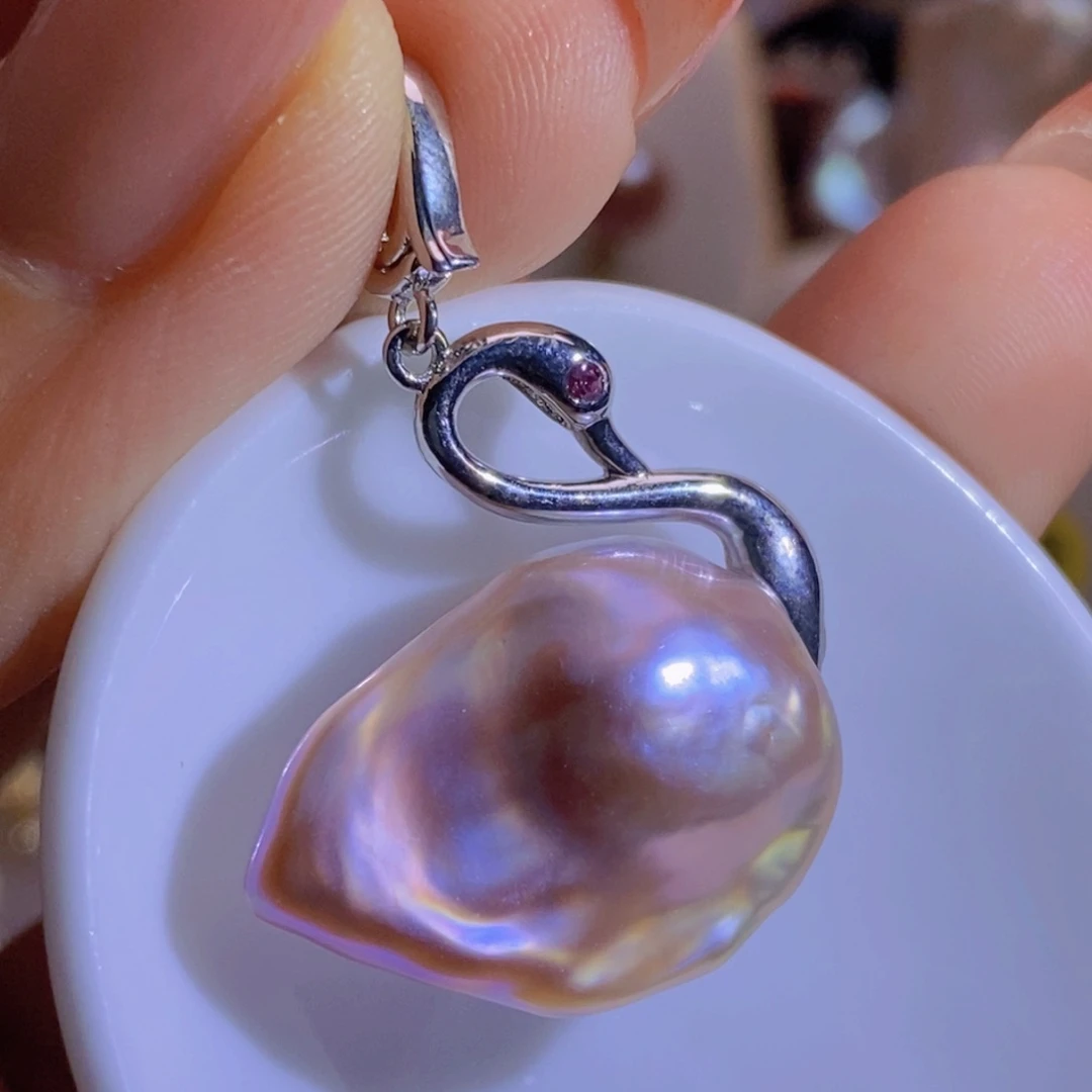 银S925镶嵌淡水珍珠天然淡水珍珠无染色无优化