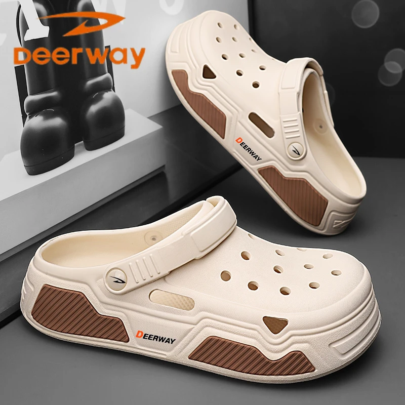 德尔惠厚底包头凉拖鞋夏季透气男士两用新款防臭防滑踩屎感洞洞鞋