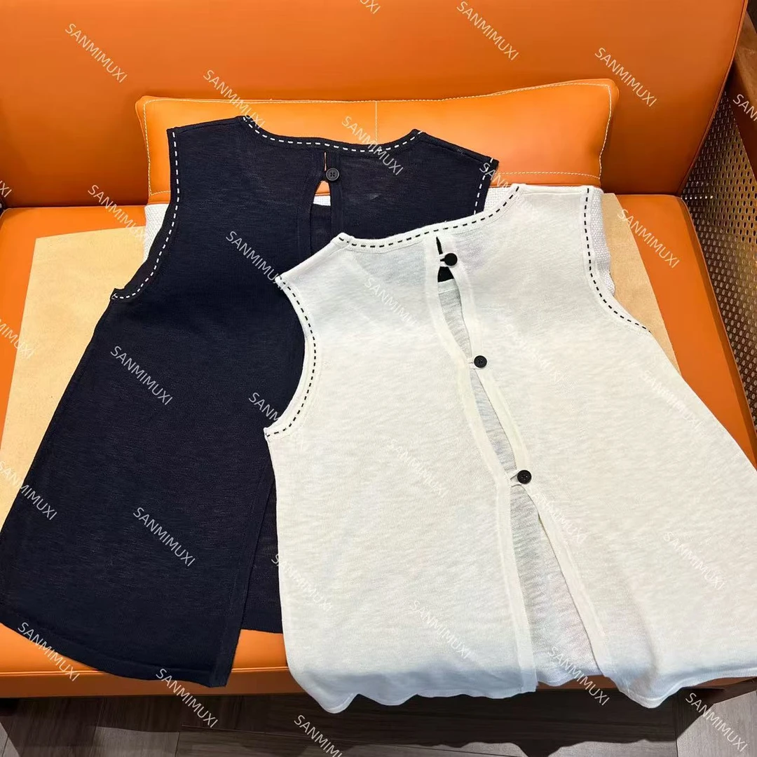 【琪琪】   描线撞色后背小心机无袖针织马甲 7636