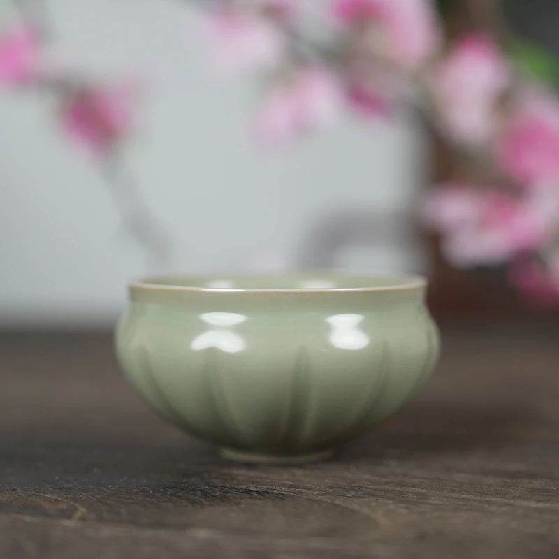 【墨舍名窑】分寸 汝青痕杯 陶瓷茶杯（fc80）纯手工主人杯手绘汝窑