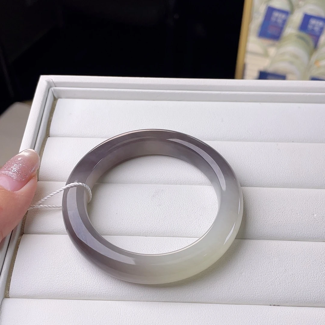 和田玉未镶嵌手镯冰香芋紫半山水