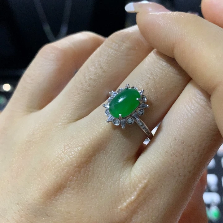 翡翠银S925镶嵌戒指