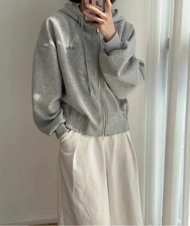 WWAN miu系定制小个子版卫衣外套女25春季新款宽松休闲连帽外套