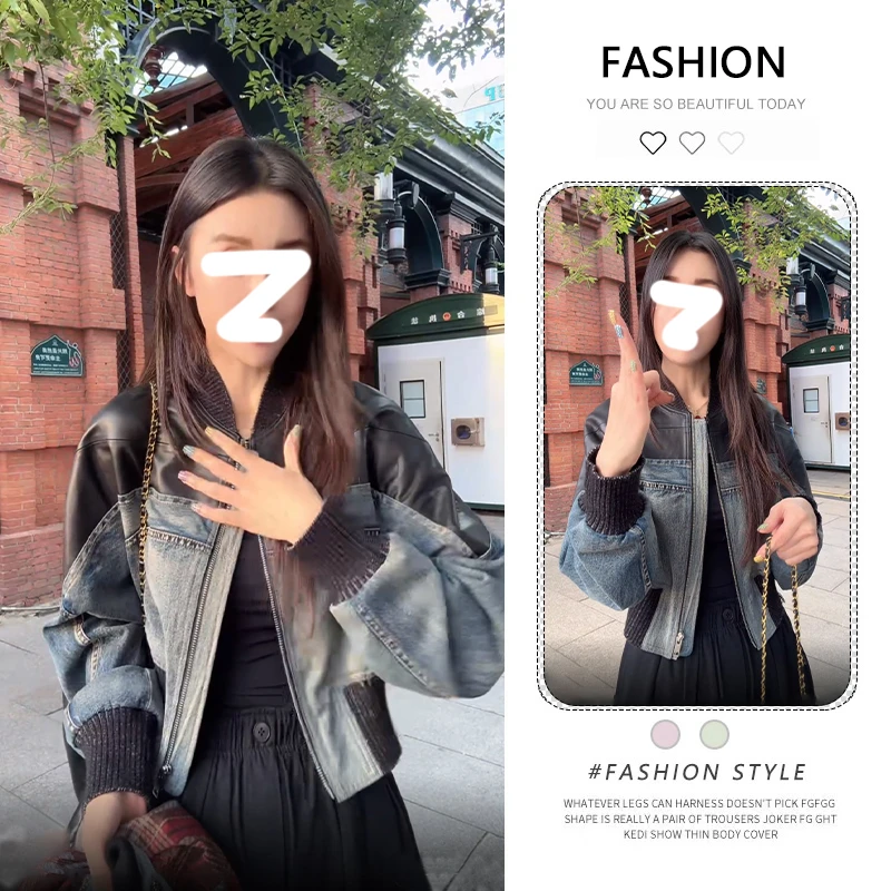 复古牛仔外套女2025春秋新欧货宽松棒球服短款小个子休闲夹克上衣