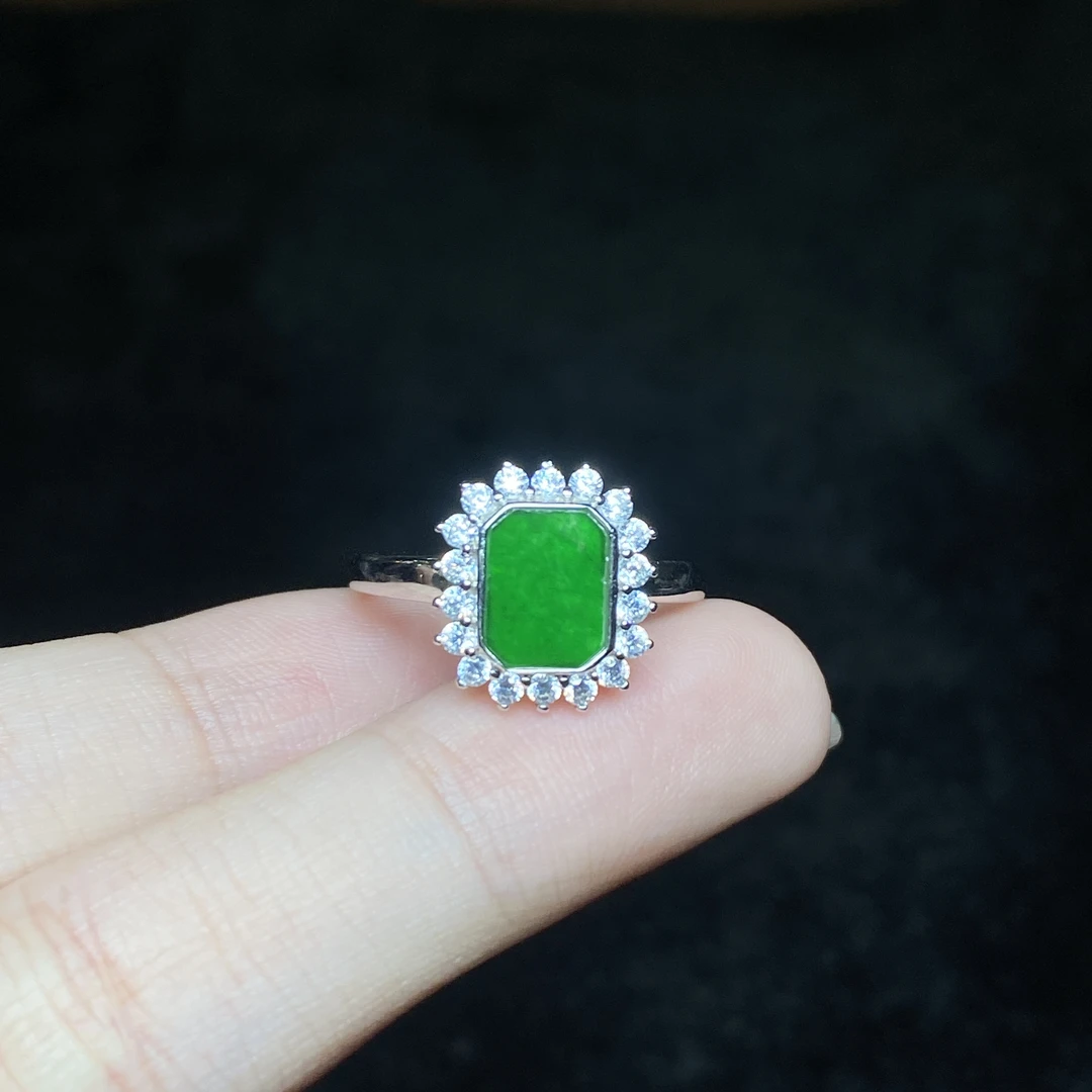 【小北严选】S925银翡翠戒指约7*8mm【多样性发一件】-WH134X143