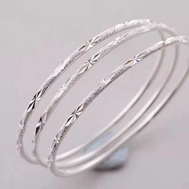 足银手镯 999.9 气质三生三世满天星送女朋友手镯【37】