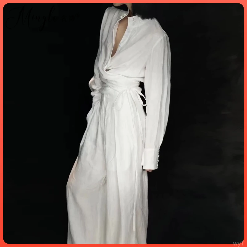 名缕大牌高级感高端气质时尚套装中式国风系带马甲阔腿裤两件套