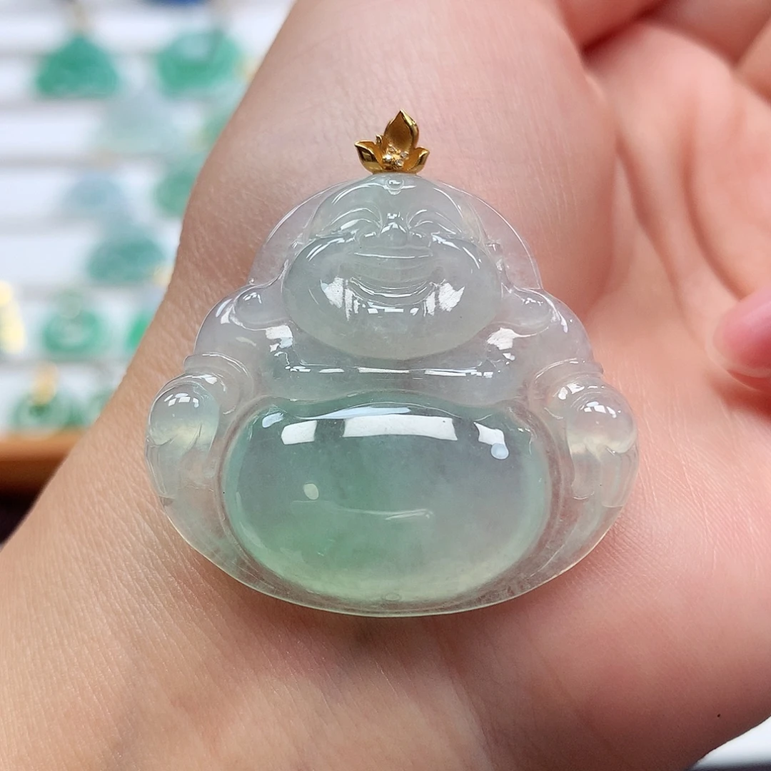 翡翠18K金镶嵌吊坠(赠链)