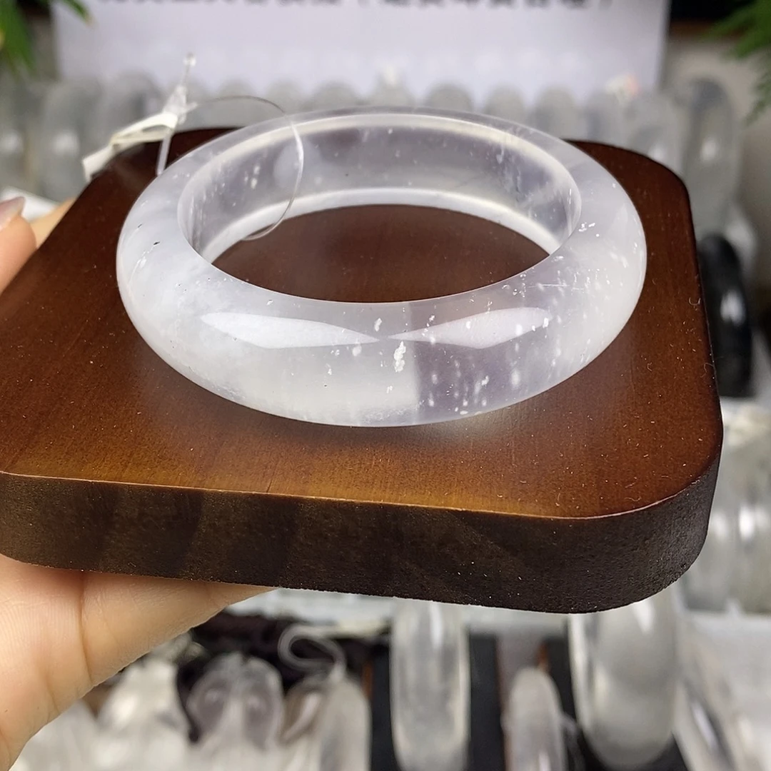 石英质玉未镶嵌手镯52.6白月光雪花6458