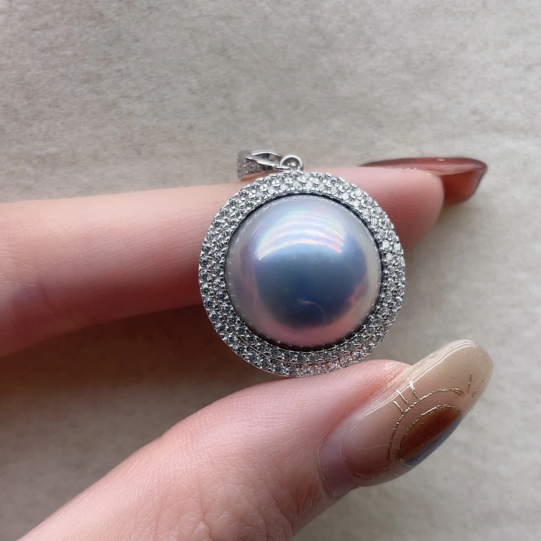 吊坠97拼合珍珠（马贝珠）银S925镶嵌
