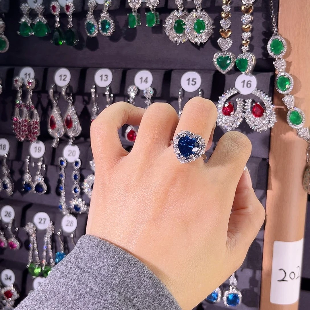 戒指蓝宝石银S925镶嵌