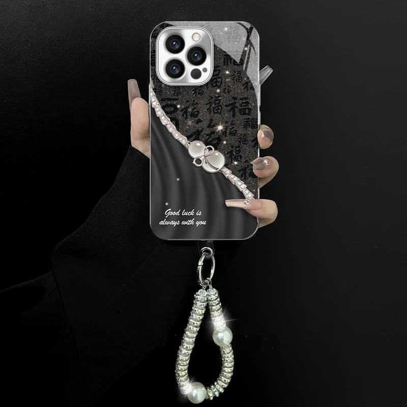 适用于苹果/oppo/华为/vivo/小米百福葫芦电镀玻璃手链防摔手机壳