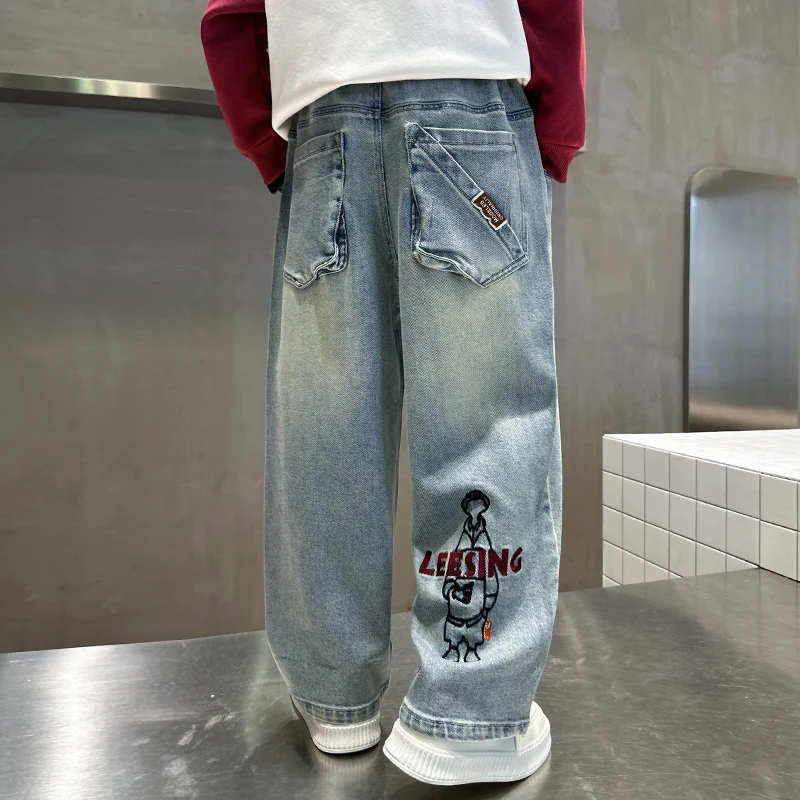儿童装男童秋装裤子2025新款中大童春秋款炸街牛仔裤秋季男孩长裤