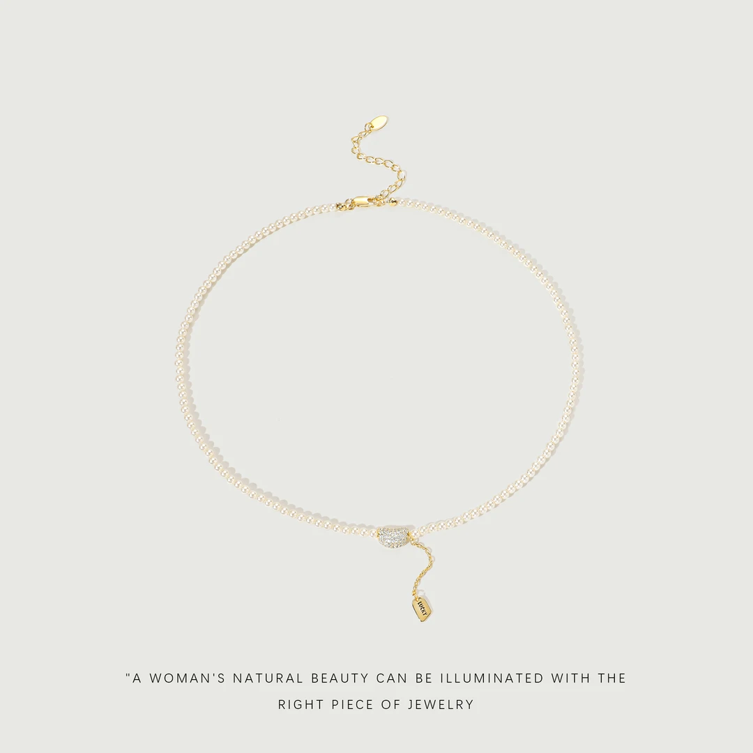 铜合金仿珍珠项链 【相思豆】法式经典气质百搭高级感项链项链A328