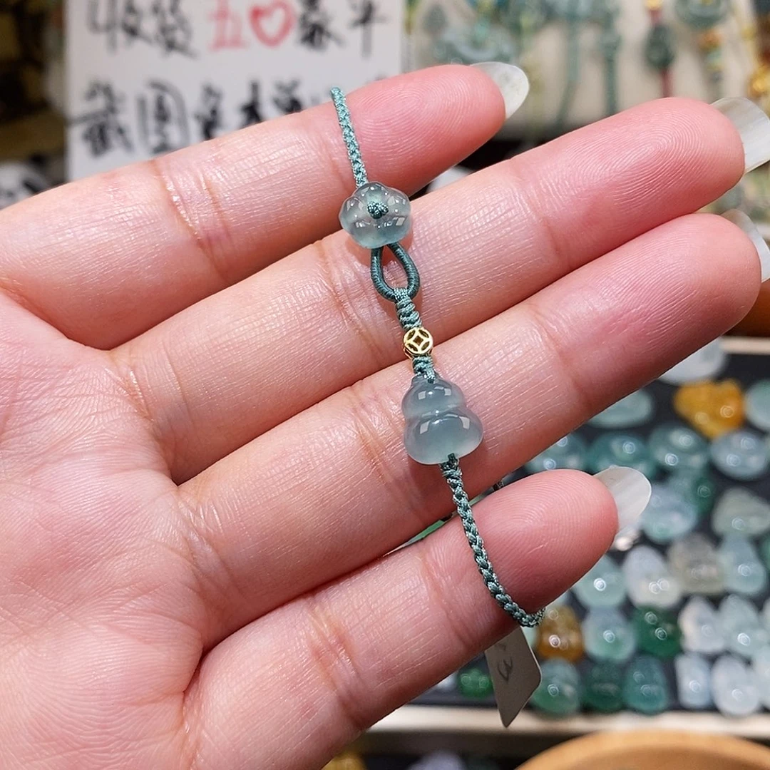 翡翠未镶嵌颈饰葫芦小花手绳15