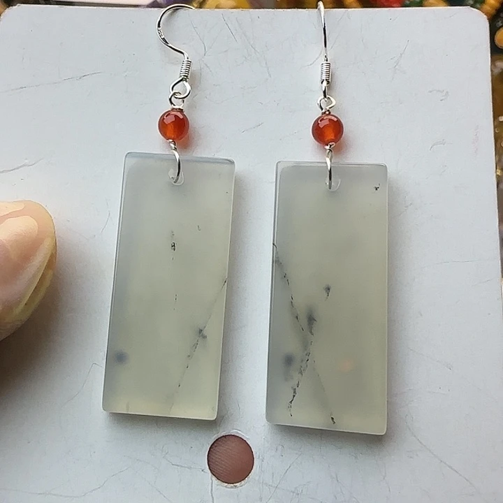 琥珀银S925镶嵌耳饰