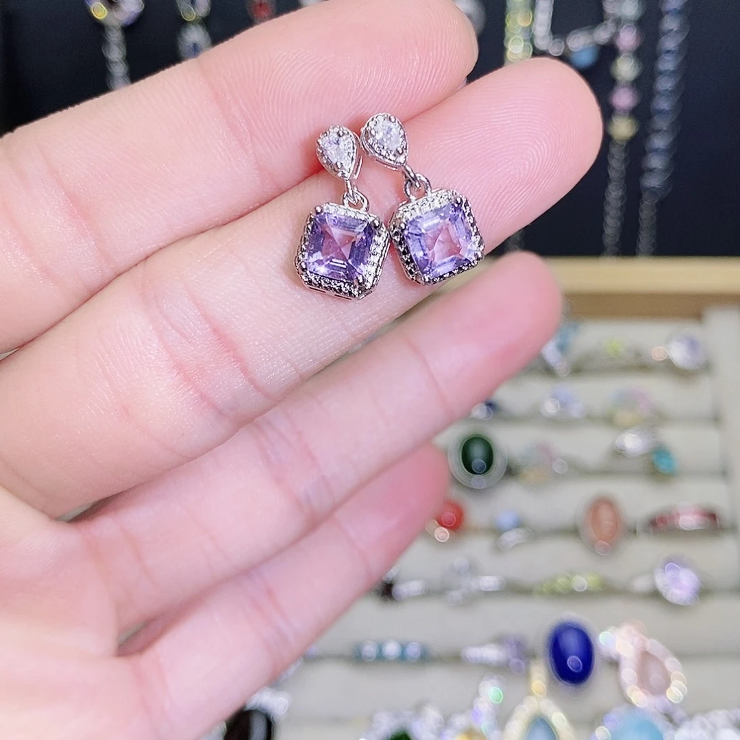 未镶嵌耳饰紫晶4559