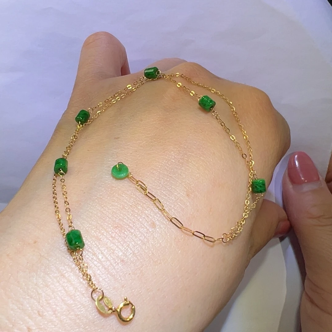 翡翠颈饰18K金镶嵌手链