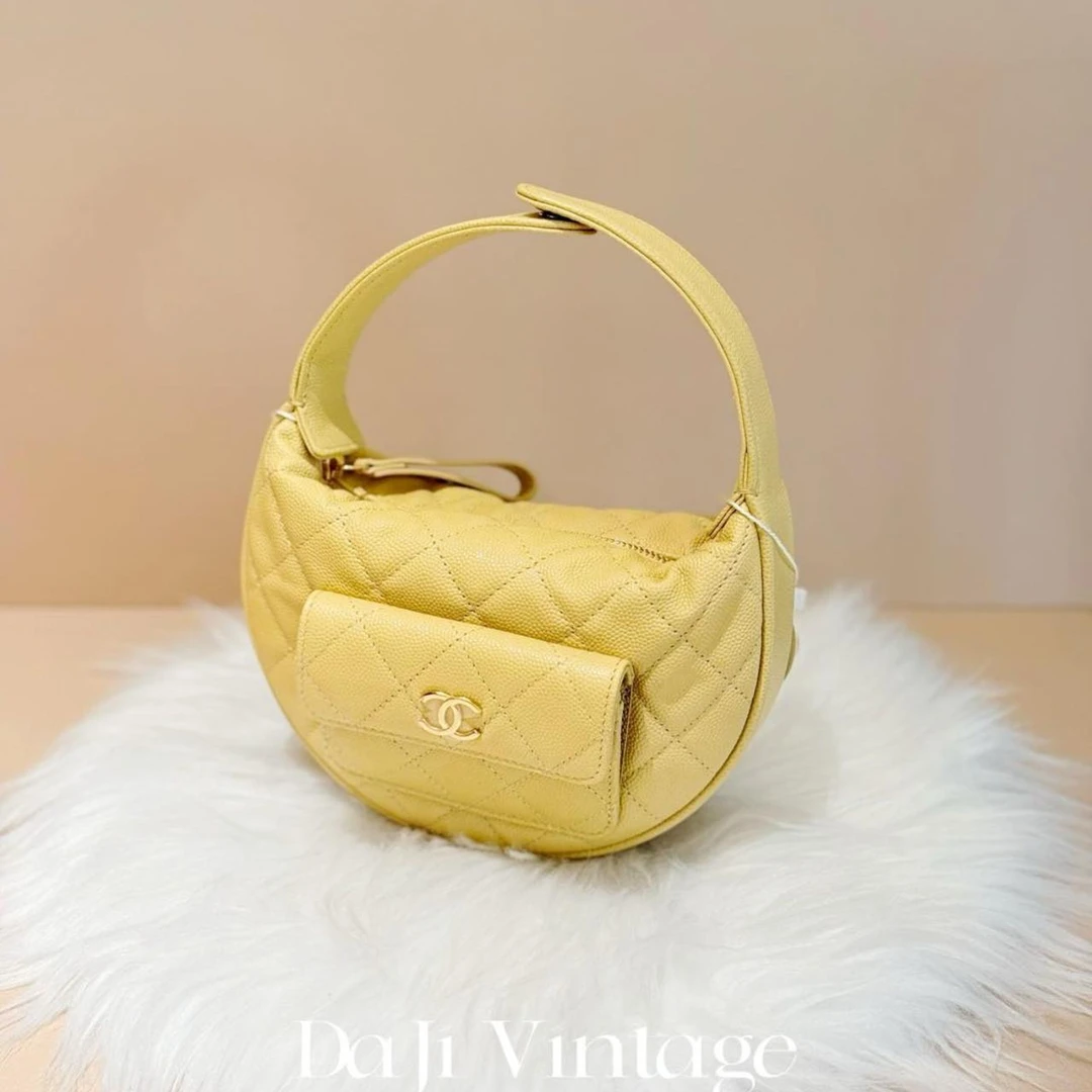 99新 Chanel/香奈儿 大吉中古/黄色呼啦圈mini手提包