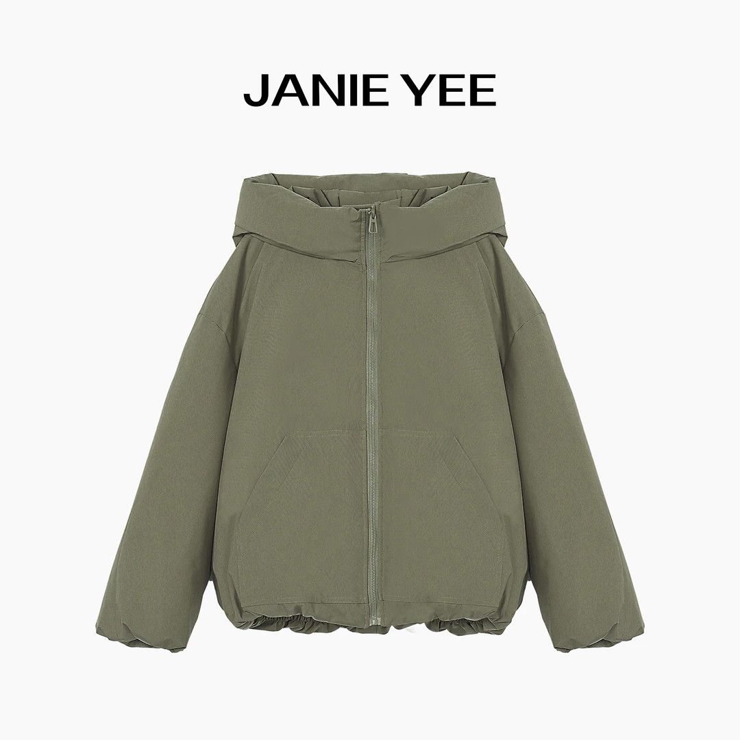 Janie Yee"北欧户外" 保暖白鸭绒连帽短款羽绒服外套女冬 24A2165