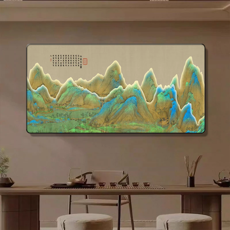 CL-058千里江山山水横版客厅装饰画书房茶室大气办公室挂画捡漏
