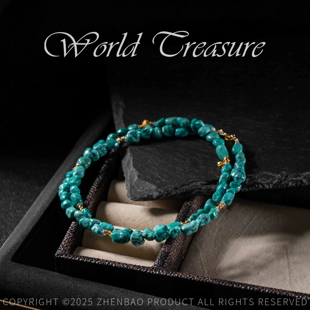 【世间臻宝】收藏级·绿松石DIY随形项链/Q3190/多样性发/4m+/43cm/5