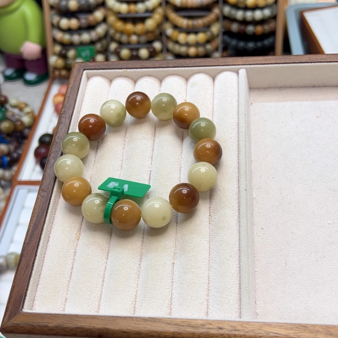 菩提根/象牙果手串卡15圆珠玉化皮蛋全品