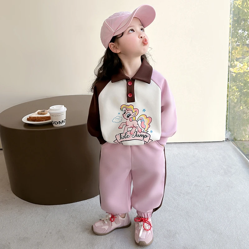 女童春装套装2025新款卫衣儿童春季polo衫休闲两件套女孩开春衣服