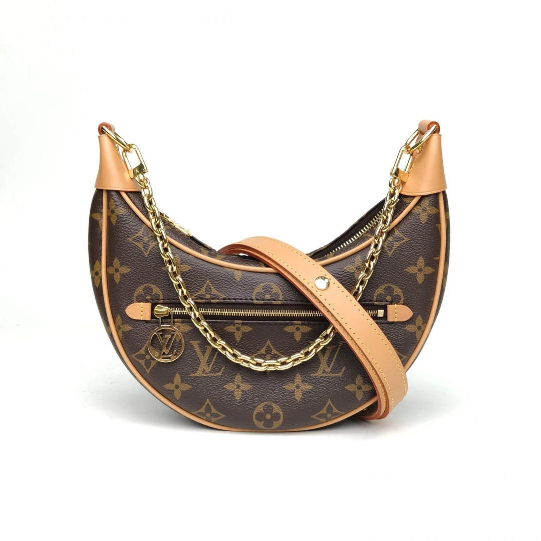 99新 LouisVuitton/路易威登 双攀-豌豆包 老花 PVC 金扣 芯片