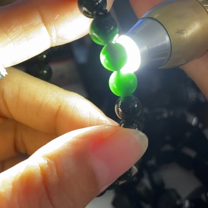 翡翠未镶嵌手链墨翠7