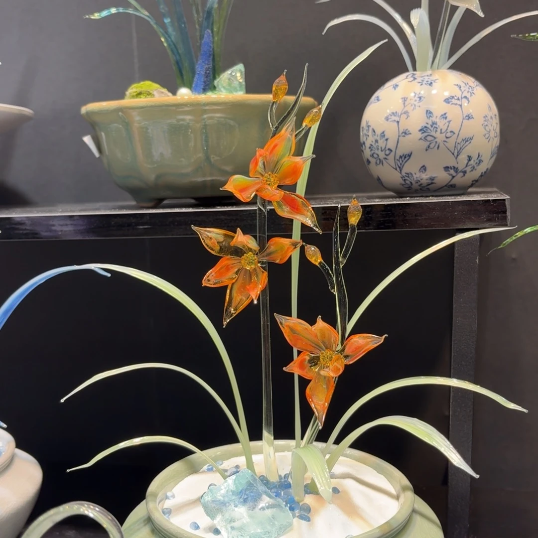 手工艺品琉璃火焰兰花11